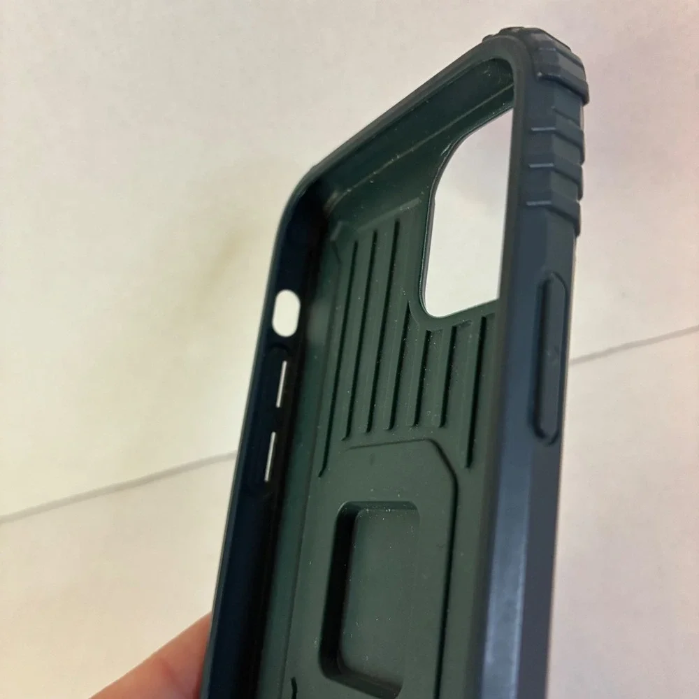 Heavy Duty Rugged Phone Case Ring Holder iPhone 12 or 13 Mini 5.4 in Dark Green